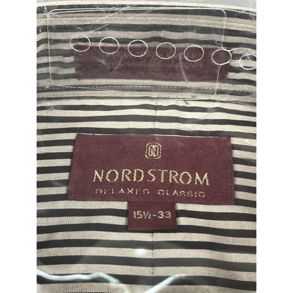 Nordstrom Dress Shirt Men's 15.5-33" Striped Button Down Collar Pocket -Lot of 2 - Picture 7 of 10
